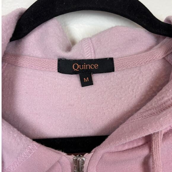 Quince Supersoft Fleece Zip Up Hoodie Pink Petal Tencel Blend Medium - Picture 4 of 6
